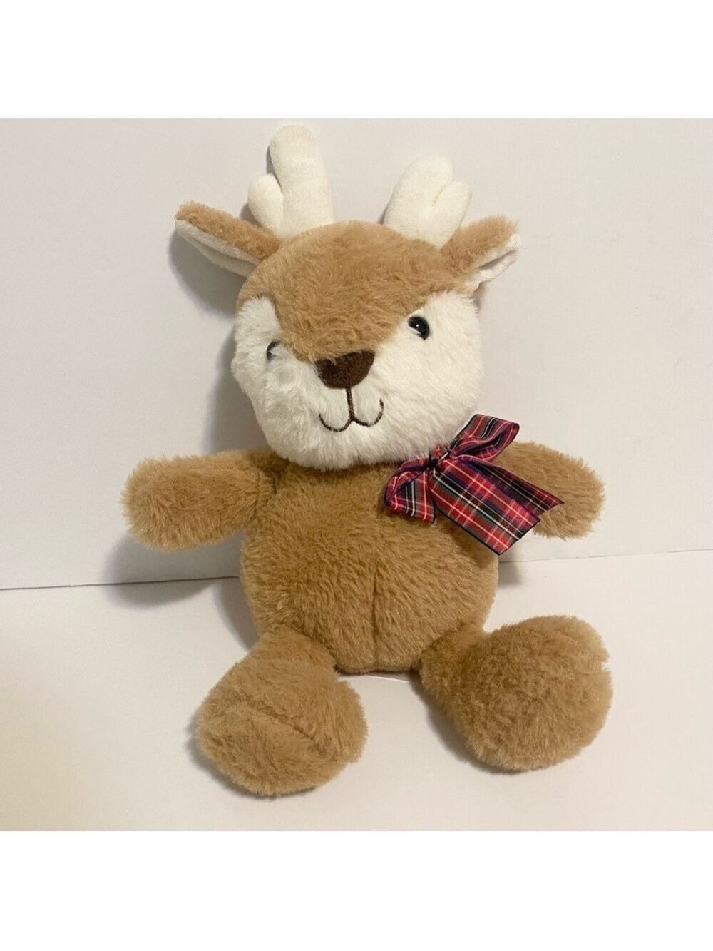 Animal Adventure Baby Deer Plush Plaid Tartan Bow Stuffed Animal Fawn Christmas